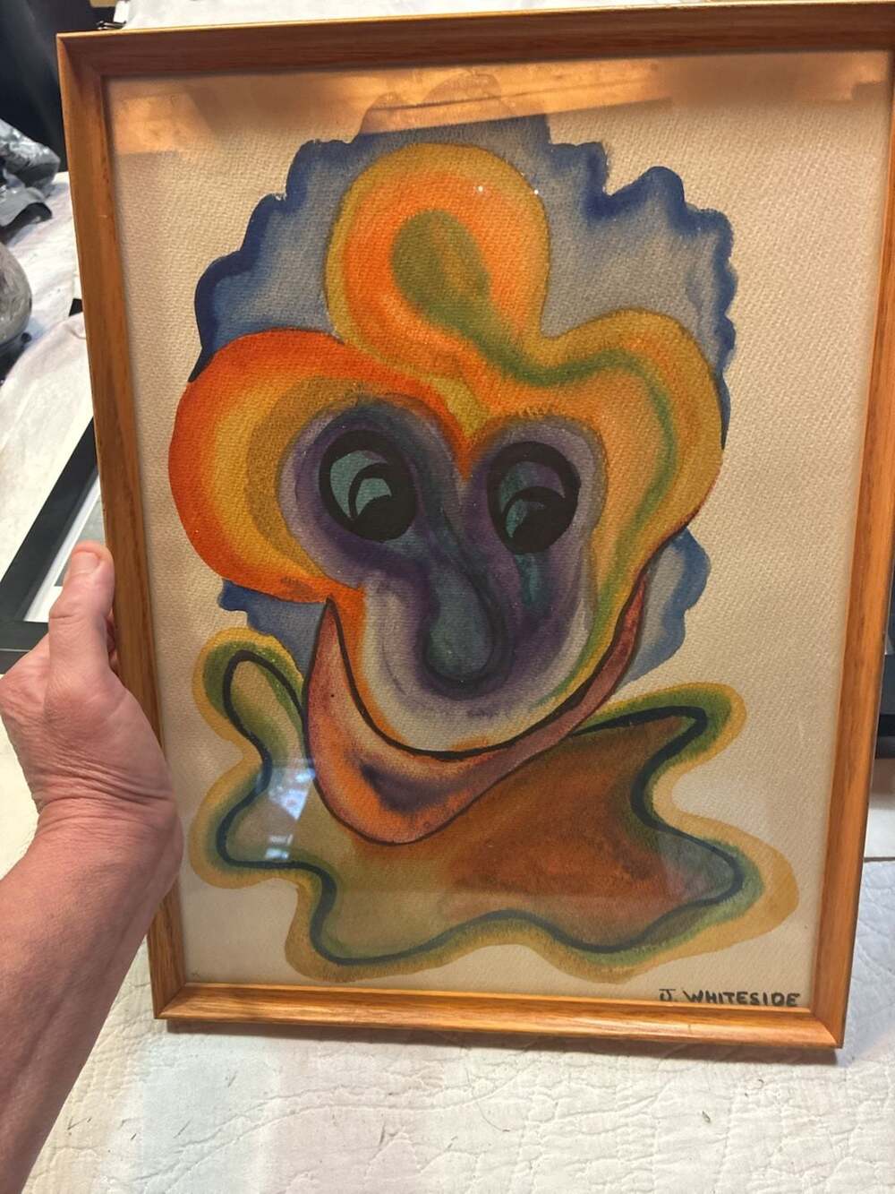 J. Whiteside Original Watercolor Abstract Expressionist Face Art